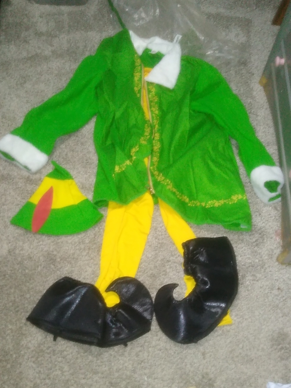 Green Elf Costume Set with Yellow Tights